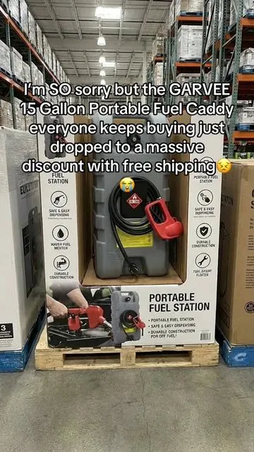 GARVEE 15 Gallon Portable Fuel Caddy with 10-ft Hose, Siphon Pump, and 7.5 L/min Manual Nozzle, Available in Gray, Red, and Yellow for Efficient Fuel Transfer and Storage.