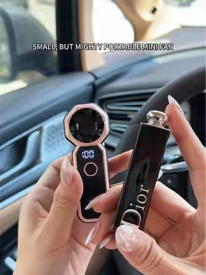 Lip-gloss size but super powerful.I keep this Mini Handheld Portable Fan in my purse at all times. #portablefan #minifan #minifanportable #handheldfan #outdoorfan
