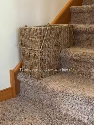Why does everything always need to go upstairs? @QVC, Inc #stairbasket #homehacks #organizedhome #MomsofTikTok #womenover50 
