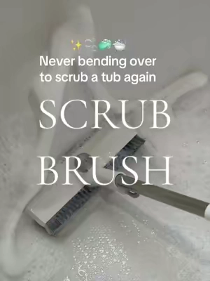 Whoever invented this long handle scrub brush is a freaking GENIUS 🫧🤯 #asmrcleaning #scrubbing #scrubbrush #floorcleaning #sudsyscrubbing