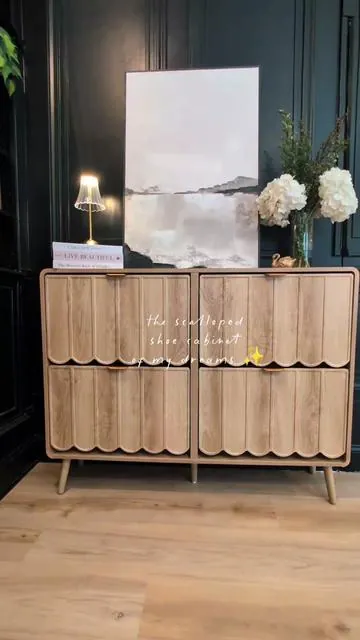 Extremely functional and beautiful! So much space for shoes. Obsessed  #shoestorage #organizedhome #organized #furniture #cottagecore 