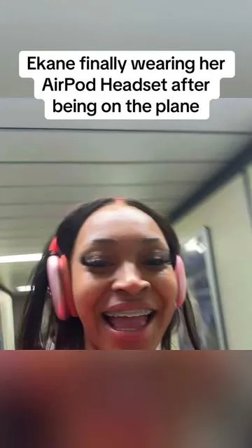 Ekane finally wearing her AirPod Headset after being on the plane #fypシ #tiktokshop #ekane 