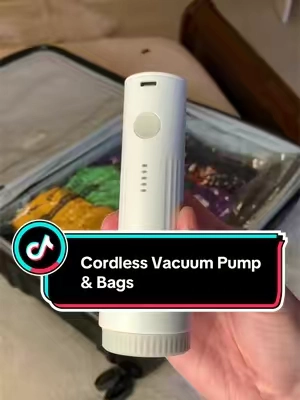 Saves SO MUCH space. Portable vacuum bags & pump that make travel or storage easy. #travel #travelvacuumbags #vacuumbag #travelbag #vacuumstoragebags 