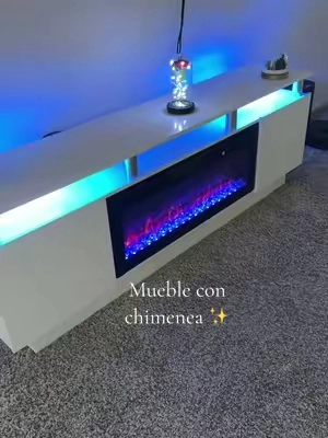 Mueble con chimenea ✨ #tvstand #Home #fireplace #tiktokshopcreatorpicks #parati 