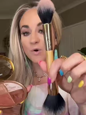 The easiest way to bronzer, blush, and highlight @tarte cosmetics #bronzer #blush #tartecosmetics #glowymakeup 