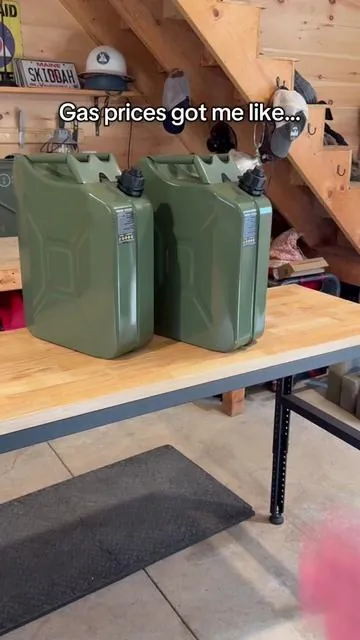 Gas prices are going up. I was worried about fuel shortages so I bought metal jerry cans to store extra gas in. #gasprices #gasoline #gascan #fuelshortages #iranwar 