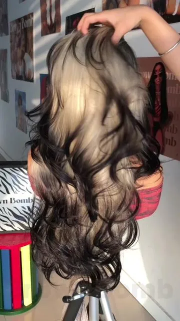 🪶💛13*6 lace feather ombré blonde black cut! Large lace, offering more choices, currently on sale, grab yours now!#wigtok #hairtok #layeredhair #ombrehair #wig 
