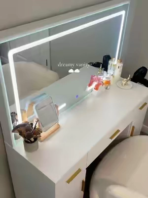 dreamy vanity set up ☁️✨  #tiktokshopcreatorpicks #tiktokshopspringglowup #vanity #makeupvanity #dreamvanity 