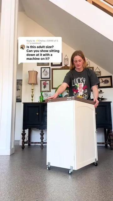 Replying to @⚡️Chelsa | SAHM of 5 🫶🏻 adult size! Here is a quick video of me sitting at the sewing table with the sewing machine ☺️ #sewing #sewingtiktok #sewingdiy