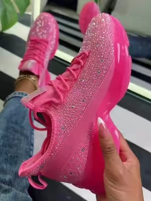 Rhinestone glitter tennis shoes sneakers memory foam cushioned comfort sparkle sneakers #tennisshoes #sparklesneakers #memoryfoamshoes #womenssneakers #comfortstyle 