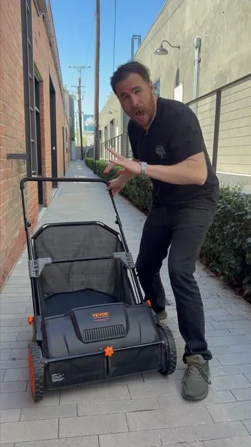 Why work harder when you can work smarter? One pass and the dirt is gone! #vevor #lawnsweeper #sweeper #lawntok #homeimprovement 