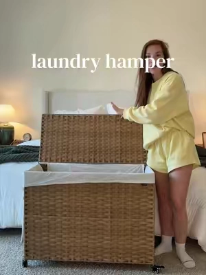 the most stunning yet functional laundry hamper 🫶 quality is so good!!! @SONGMICS HOME #laundryhamper #laundry #laundrybasket #homeorganization #organizedhome 