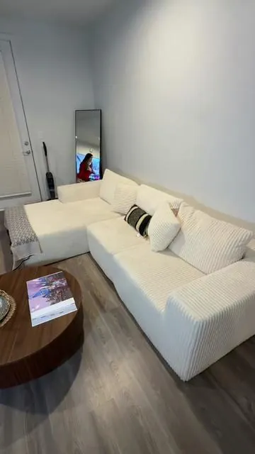 #furniture #fashiontiktok #miami #latinos #estilo 108" Boneless Couch, Cloud Sectional Couch with L-Shape Chaise, Modular Sectional Sofa with Deep Seat, Fluffy Couch for Living Room Bedroom, No Assembly Required
