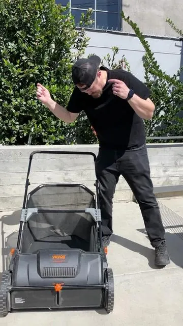 Say goodbye to leaves and debris! #vevor #lawnsweeper #sweeper #gardeningtok #yardwork   