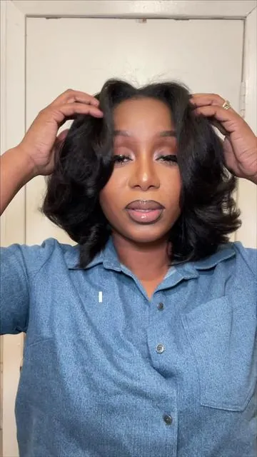 Have I convinced you to try a kinky half wig yet ? 😭😍😍 Hair : @Mscoco Hair Beauty  Half Wig Kinky Straight 12 inches  #mscocohair #hairinstall #kinkystraight #halfwig #bobwig 