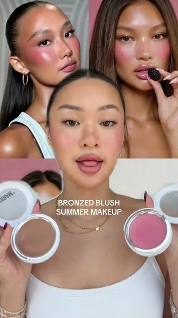 medium skin bronzed berry blush look 💗 using only 2 products!! @Makeup By Mario  #tanmakeup #bronzedmakeup #summermakeuplook #blushtutorial #makeupbymarioenhanceandpopduo 