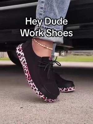 Step into style and comfort with Hey Dude women’s work shoes—designed for long days, but with a bold twist: a pink leopard bottom that brings a pop of personality to every step! #heydude #heydudewendys #heydudeworkshoes #workshoes #womensheydudes @HeyDude 