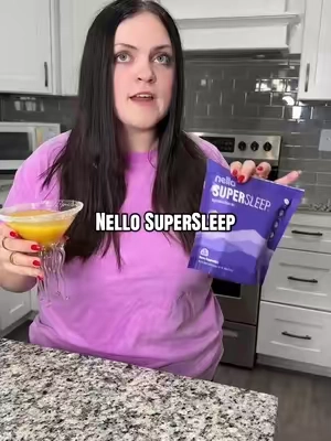 I wasn’t expecting this to be what she was drinking… and it’s peachy flavored and melatonin free👀 #nello #nellosupersleep #tiktokshoprestock #nellosuperbrandday #supersleep 