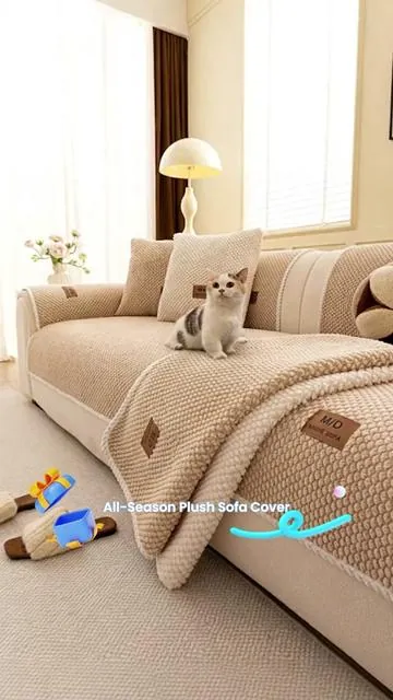 Luxury Thick Plush Sofa Cover, Non-Slip Washable Seat Throw, Pet-Friendly Anti-Scratch Furniture Protector for Sectional, Loveseat and 3-Seater Sofa, Cozy Living Room Decor, Sofa Couch Covers #chaircover #seatcoversolutions #carseatcoverset #luxurycarseatcovers #goatpillowcover #decorativepillowcovers #luxuryseatcovers #softfurnishings #oversizedfurniture #handmadecover