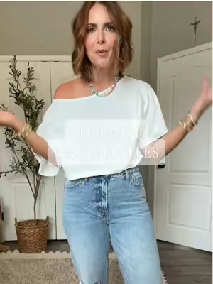 LOVE these slouchy tees!  #tees #tee #offshoulder #croptop 