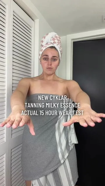 A real review before and after of the NEW CYKLAR self-tanning milky essence … believe it or not, truly think tanning milks and tanning essence are the busy girls best friend when it comes to tanners.. because you can apply like lotion right after the shower.. and don’t have to wash it off! This is honestly the best self tanner out there right now.. ugh @CYKLAR we love you #selftan #selftanner #selftanningroutine #cyklar #tiktokshoprestock 