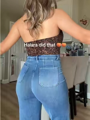Halara flex denim jeans 🍑🍑 #halarajeans #halaraflexdenim #widelegjeans #tiktokshopcreatorpicks 