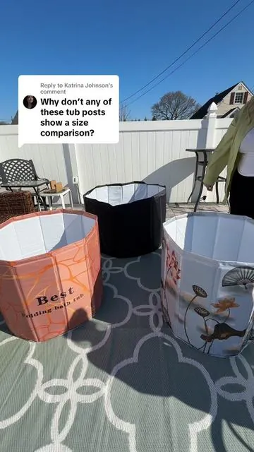 Replying to @Katrina Johnson girl, I got you!!  Here are all three of the portable tubs with me (I’m 5’6”, and wear a women’s size 20) getting into each one.  Grab the one that is right for you using, the link in this video 🧡 #portablebath #portabletub #portablebathtub #foldabletub #viralbathtub 