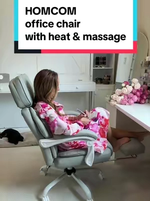 Desk Chair 7 points of Vibration  5 Massage Mode Heat 🔥 Lumbar Support Adjustable Height #deskchair #officechair #computerchair #massagechair #chair @HOMCOM 