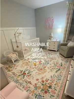 This rug completely transformed her nursery 🤍 the soft floral detail + neutral tones pulled everything together and made the space feel so calm and cozy. it’s one of those pieces that instantly makes a room look finished… and the fact that it’s washable just makes it even better. works for a nursery, living room, or bedroom ✨ #washablerug #arearug #homedecorfinds #nurserydecor #roomdecorideas @MontVoo Rugs 