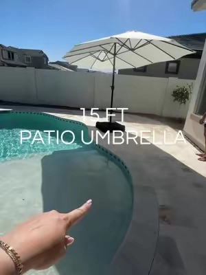 This umbrella is so perfect for a patio, deck, or poolside! Also nobody has to fight for the shady spots when we're hosting now #umbrella #patioumbrella #outdoorumbrella #patiodecor #tiktokshopmemorialday 