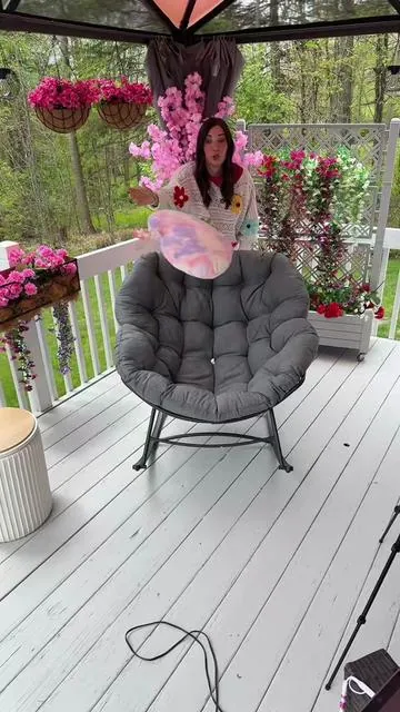 One of my favorite purchases from the TikTok shop! This Ourdoor rocking chair holds up to 450 pounds- the best naps are taken outside! 🌞 @@Sweetcrispy Plus