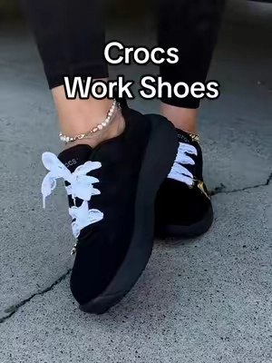 Crocs work shoes 🖤 #crocs #crocsworkshoes #workshoes #crocsspotlightday @Crocs #tiktokshopcreatorpicks 
I added the laces and charms! 