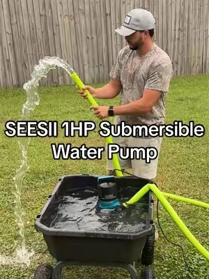 SEESII 1HP Submersible Water Pump with 4755GPH high flow for draining pools, hot tubs, flooded basements, ponds, and more. Comes with a 23ft hose kit and anti-clog filter net. #SEESII #WaterPump #SubmersiblePump #SummerVibes #PoolPump