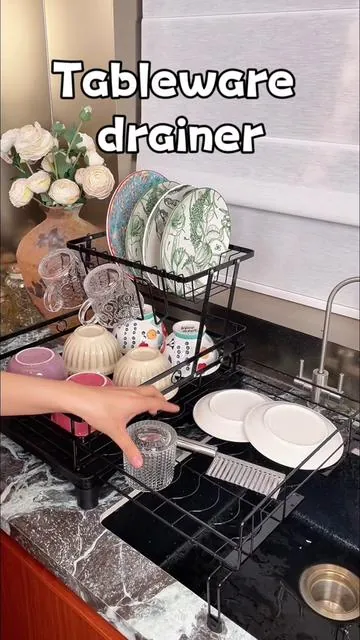 It was time to an upgrade 🥰👏👏#dishorganizer #dishwasherhack
#dishrack #kitchenhack #kitchendrainrack 