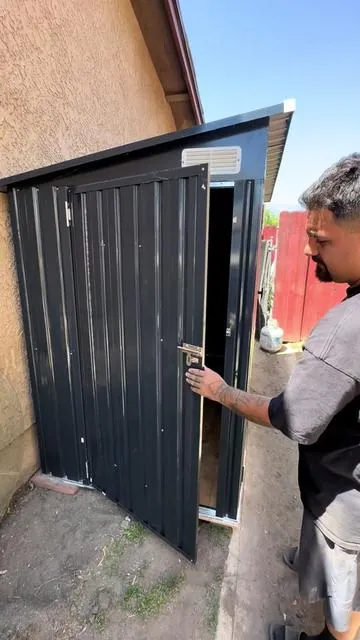 Seriously the most affordable shed I found was this one and it did not disappoint 🤗#storagehacks #outdoorshed#shed#garagestorage #metalshed 