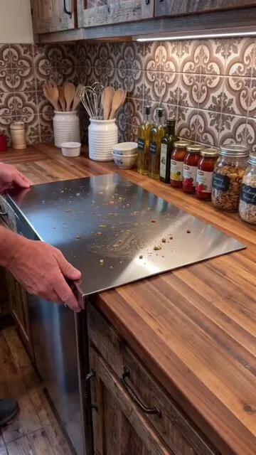 The size and quality of this stainless steel cutting board was so surprising for the price. #stainlesssteelcuttingboard #stainlesssteel#cleankitchen#kitchenupgrade#tiktokshopblackfriday