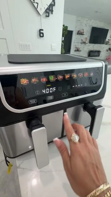 9QT Dual Basket Air Fryer, Oven 10-in-1，2 Independent Nonstick Baskets with Easy View Windows, Sync Finish & Hi-Fry Functions,Wide Temperature Range (200°F – 450°F)， Digital Double Air Fryer #fathersdaygift #airfryer #dualairfryer #kitchenmust 