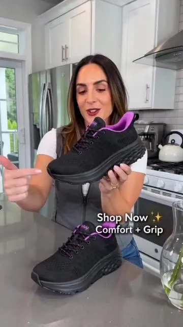 Womens Non Slip Work Shoes Water Resistant Walking Sneakers Food Service Chef Kitchen Shoes #SummerVibes #sneakers #shoes #tiktokshop #buynow 