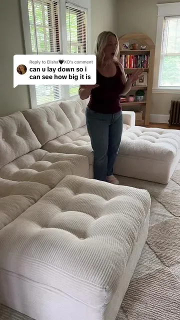 Replying to @Elisha🖤XO it’s HUGE! #bonelesscouch #cloudcouch #modularsofa #sectionalsofa 