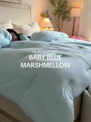 this COLOR 🩵 double stuffed, baby blue & so COZYY 🌧️☁️💤 #mellowsleep #marshmellowcomforter #mellow @Mellow Sleep 