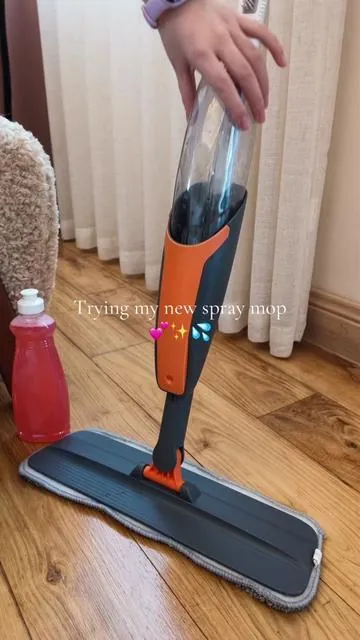 I used to wait until the weekend to mop. Now I just handle it when I see it.#mop #floorcleaning #sparymop #cleaningmotivation #cleantok 