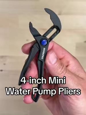WORKPRO mini water pump pliers with 15-position push lock and V-jaw grip. Compact EDC pliers for tight spaces, automotive work, plumbing, and everyday toolbox carry. #WORKPRO #pliers #EDCtools #tooltok #Summervibes