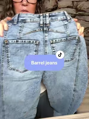 Barrel jeans, stretchy jeans, denim jeans, women’s jeans, barrel pants, midrise #tiktokshopcreatorpicks 