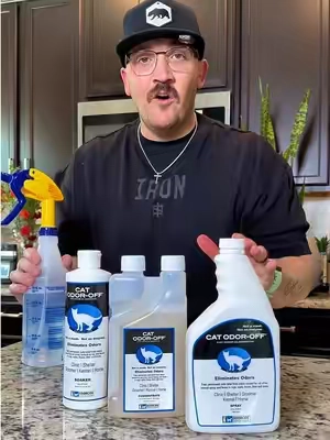 Don’t smell like cat pee out in public and don’t be the one who’s house smells like nothing but ammonia. I don’t have to deal with any cat smells now, cat odor off breaks the odor down to a molecular level and is 100% kid and pet safe! @Odorcide #cleaningproducts #catowners #catproducts #odorfreelitter #dealsforyoudays 