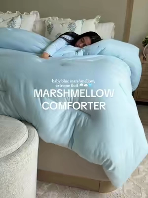 this COLOR 🩵 double stuffed, baby blue & so cozy 🌧️☁️💤  #mellowsleep #marshmellowcomforter #mellow @Mellow Sleep 