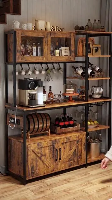 POV: Your kitchen just leveled up 🍵✨ This coffee bar rack has *everything*—LED lights, power outlets, AND storage! Limited discount TODAY 🔥 #KitchenGoals #CoffeeBarEssentials #HomeDecor #TikTokMadeMeBuyIt