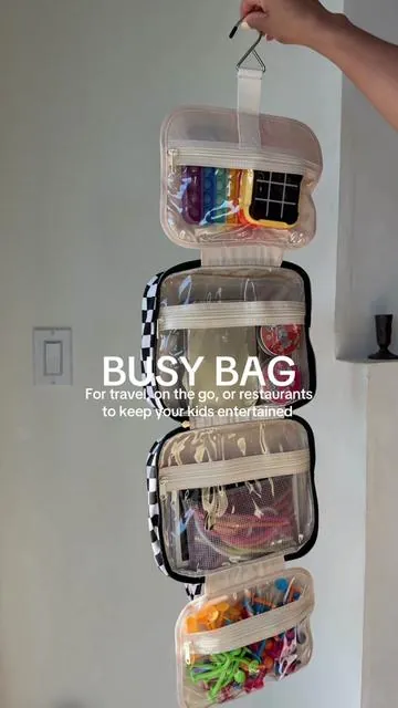 Get an on the go busy bag, you won’t regret it 🤗 #travelwithkids #kidstravel #screenfreeactivities #traveltoys #toddlertravel  Screen free activities Traveling  Quiet time busy bag Traveling with kids Travel Toddler travel  Toddler travel activities  Travel toddler tips  Travel must haves  Restaurant activities  Restaurant bag 