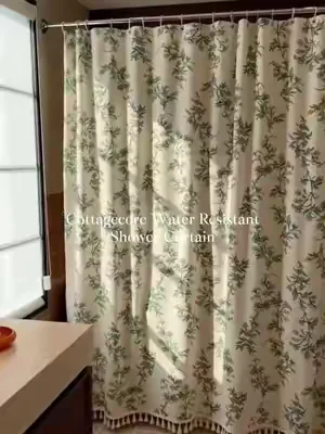 If You Like Cottages, You’ll Like This Shower Curtain 🌿🚿 It’s nothing crazy. Just a floral print curtain with tassels on the bottom. But somehow it makes my whole bathroom feel a little more like a cozy cottage. Worth the swap. #cottagecore   #floralcurtain #bathroomupgrade #showercurtain #dealsforyoudays 