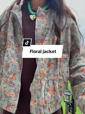 The perfect denim jacket does exist. This sweet floral jacket will go fast #MomFashion #fashionover40 #falljacket 