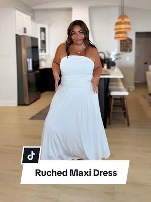 THIS one is soooo flattering 👏🏼 @btfbm_us  #btfbm #maxidress #rucheddress #tiktokshopcreatorpicks #dealsforyoudays 
